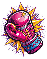 Close-up shot of a vintage boxing glove, showcasing intricate hand-stitching detail and a prominent burr clinging to the worn leather.