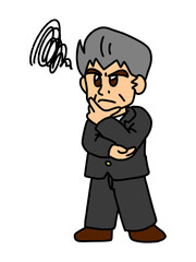 顔に手を当てて苦悩する上司　カラー（Affinity Designer版）