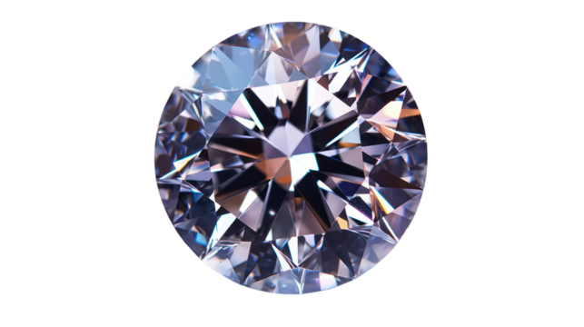 Sparkling diamond with intricate facets on a white isolated background.