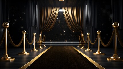 Elegant black and gold award ceremony banner with a glamorous red carpet entrance