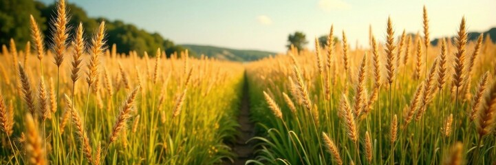 Naklejka premium A field of tall wild grasses, outdoor, foliage, earthy