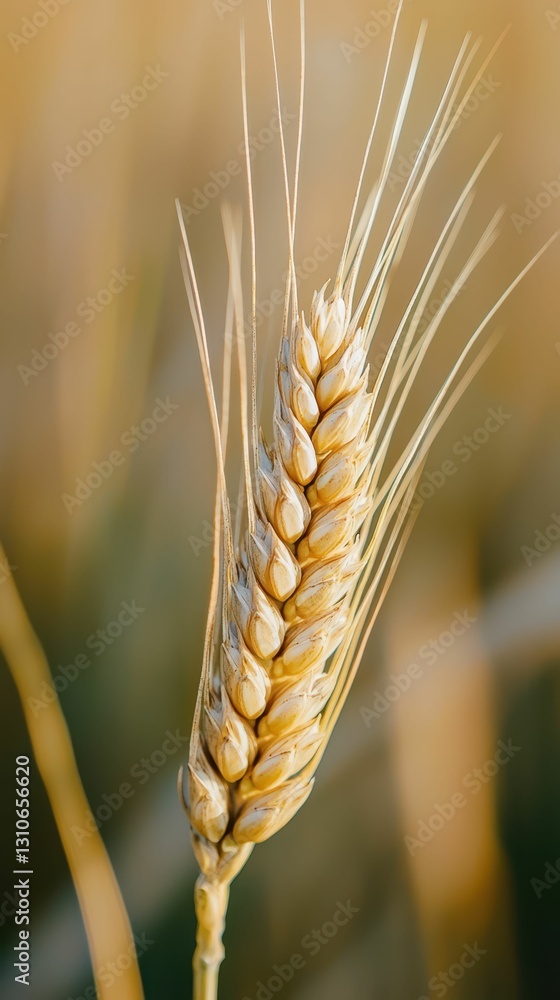 Poster close up of a single wheat ear with intricate details and texture