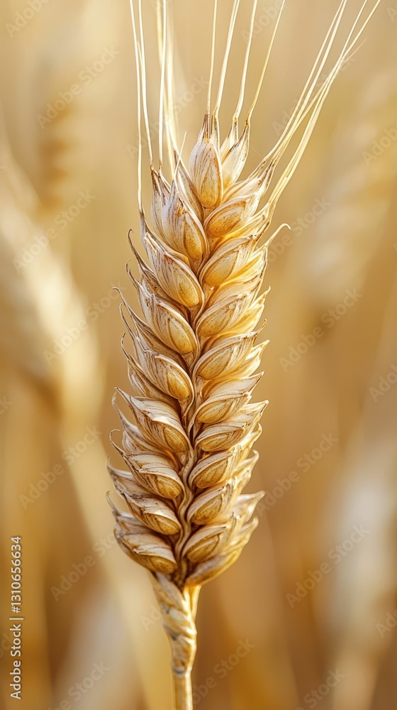 Poster close-up details of a single wheat ear with sharp features