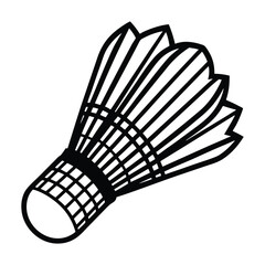 Black and White Silhouette of a Badminton Shuttlecock