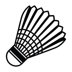 Black and White Silhouette of a Badminton Shuttlecock
