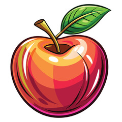 Render a hyperrealistic shiny red apple with bold black outlines, emphasizing its texture and reflectivity.  Include a realistic letter 'g' subtly incorporated into the design.