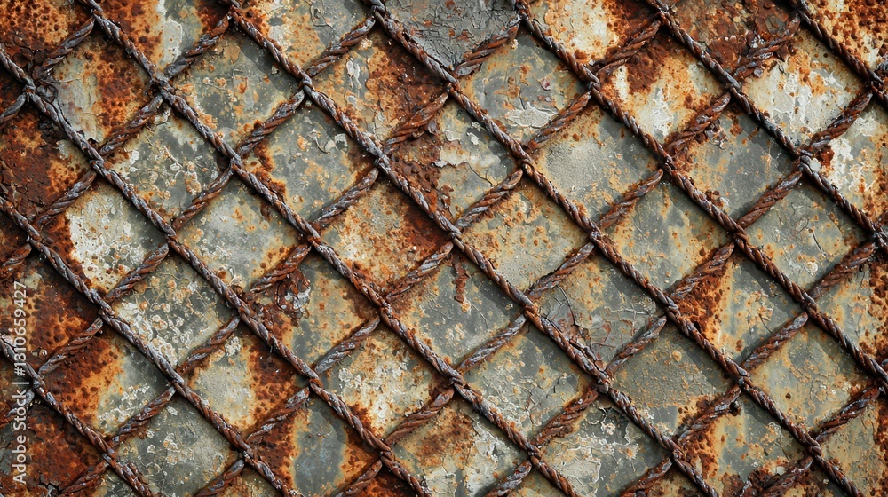 Poster close-up of rusted chain link fence with detailed texture and color