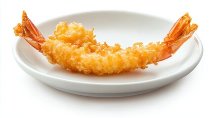 Generic Plain Plate View Single Shrimp Tempura Traditional