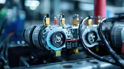 Fototapeta premium Macro View of Detailed Components Inside Air Conditioner System