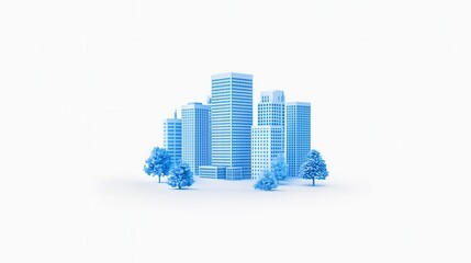 Cityscape Model, Light Blue, White Background