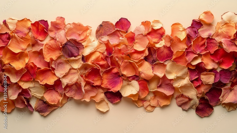 Poster beautiful array of colorful flower petals scattered on a surface