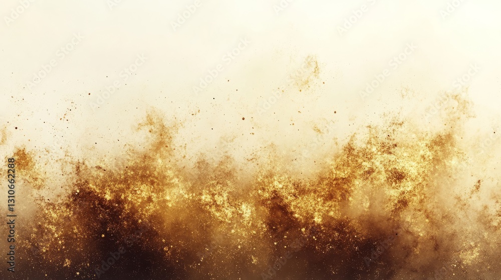 Poster abstract golden textured background composed of scattered particles and shapes