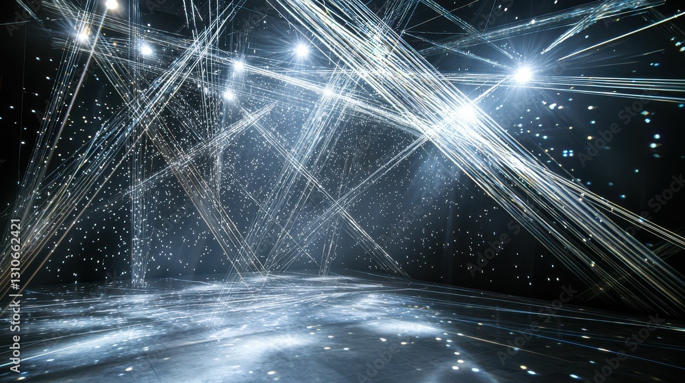 Poster dramatic art installation with overlapping light patterns and effects