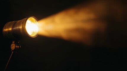 Dramatic Close-Up of a Single Spotlight Bulb Emitting Light