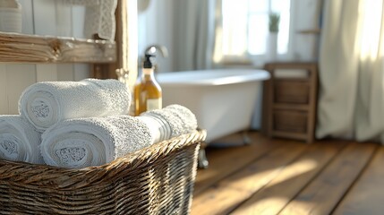 Cozy Bathroom Towels Sunlight