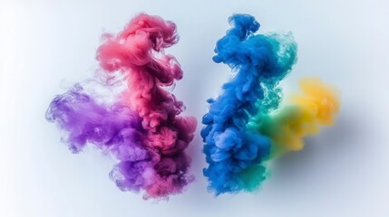 Fototapeta premium Colorful Ink Clouds Against White Background