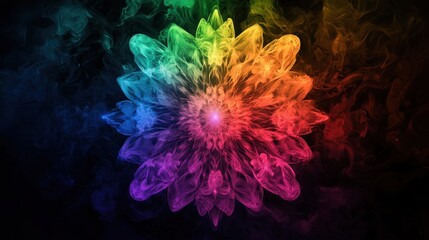 Vibrant Flower Surrounded by Colorful Smoke Creating a Dreamy Atmosphere