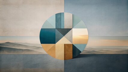 Minimalist Abstract Art Background: Geometric Shapes & Neutral Tones