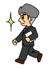 キリッと歩いている横向きの上司　カラー（Affinity Designer版）