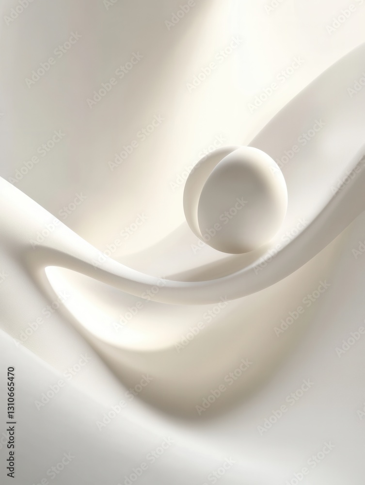 Aufkleber Floating minimalist 3D shapes with soft shadows and elegant light reflections against a white background create a futuristic design aesthetic