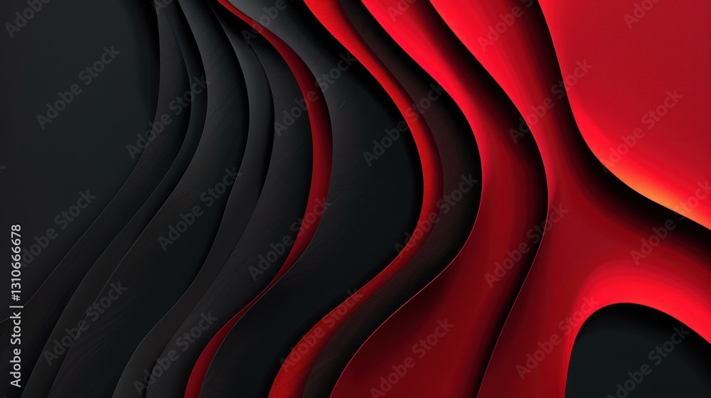 Poster abstract red and black wave pattern with smooth curves
