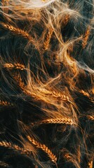 Fototapeta premium Dramatic View of Swaying Wheat Under Strong Sunlight Effects