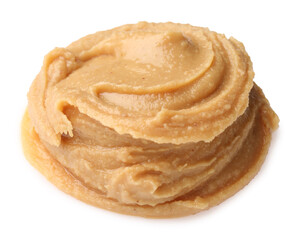 Sample of tasty nut butter isolated on white
