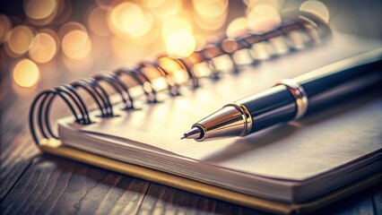 Minimalist Antique Ink Pen on Notebook - Elegant Stationery Still Life