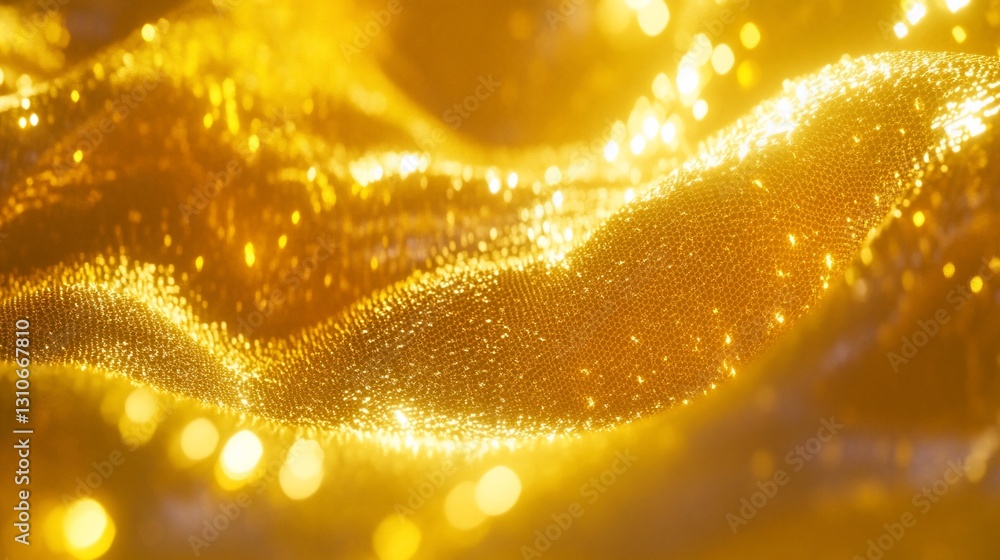 Poster abstract gold texture with shimmering particles and bokeh lights, creating a luxurious and elegant w