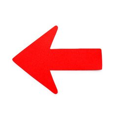 One red paper arrow isolated on white
