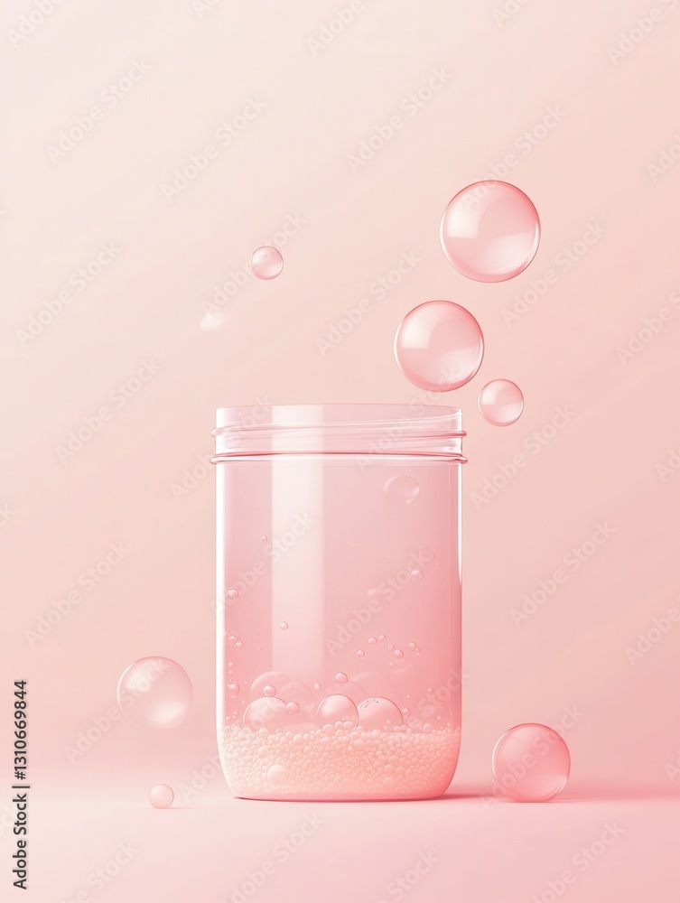 Poster clean and modern minimalist fermentation logo featuring an abstract jar with bubbles representing pr