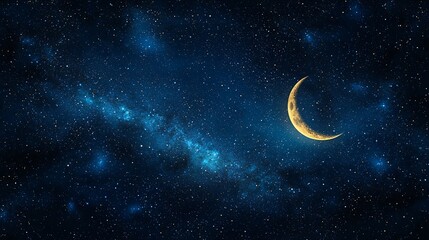 Fototapeta premium Crescent moon night sky milky way galaxy background