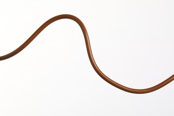 One brown electrical wire on white background