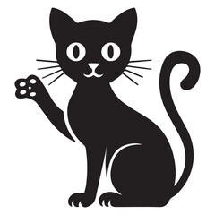 black and white cat vector illustration