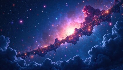 Fototapeta premium Celestial wonder with twinkling stars background , nebula, starry sky, space