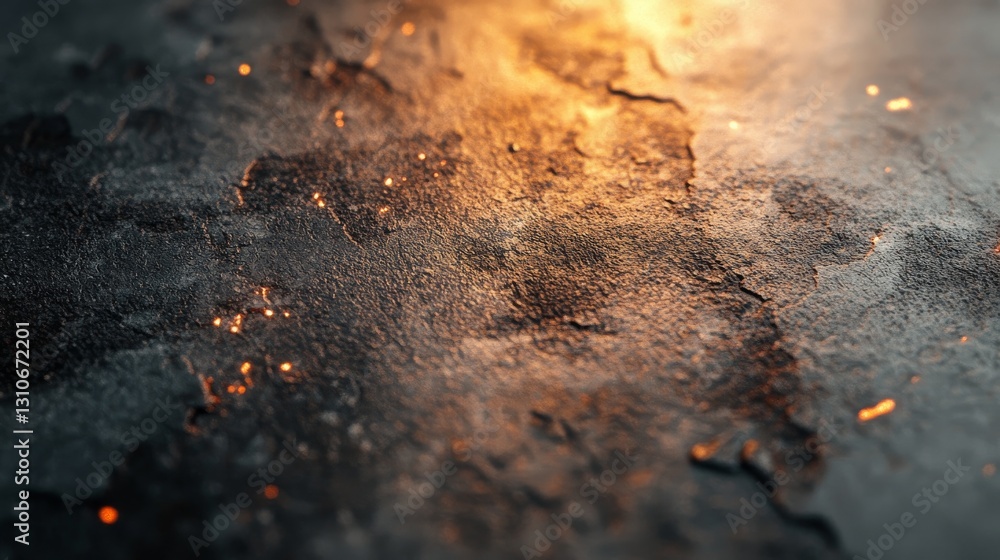 Poster an abstract textured surface with warm light and scattered dots