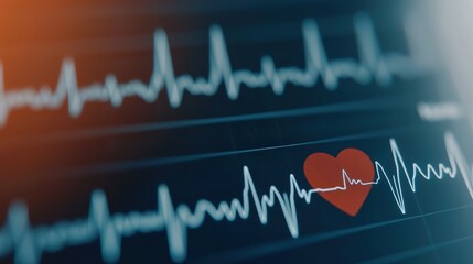 Fototapeta premium World Health Day Access Concepts. Heartbeat monitor with a red heart symbolizing health and vitality.