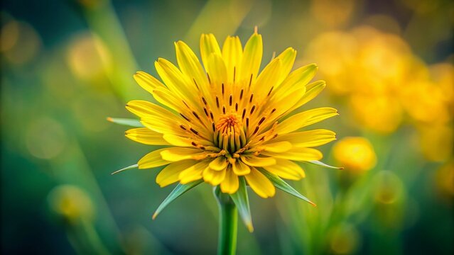 Minimalist Close-up: Sunlit Hawk's Beard Flower in Bloom