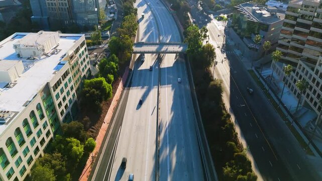 Aerial Drone Flight Over 134 Freeway in Burbank, California, 2 October 2024