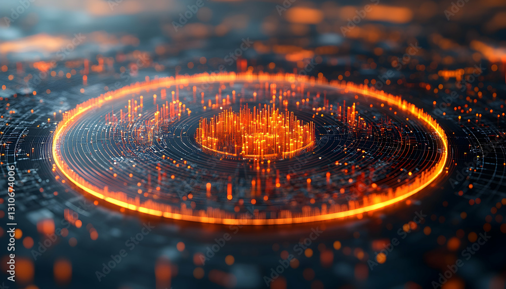 Poster abstract glowing circular data network