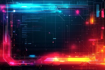 Fototapeta premium Neon Tech Interface Background.