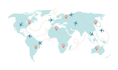 world travel map plane vector design © Amir