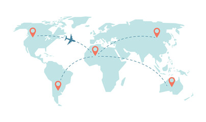 world travel map plane vector design © Amir