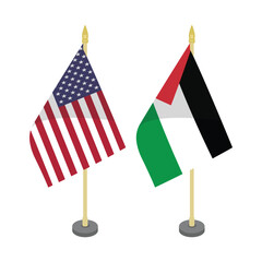 United states America palestine flagpole table vector design