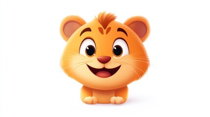 Naklejka premium A cartoon depiction of a friendly smiling orange cub animal