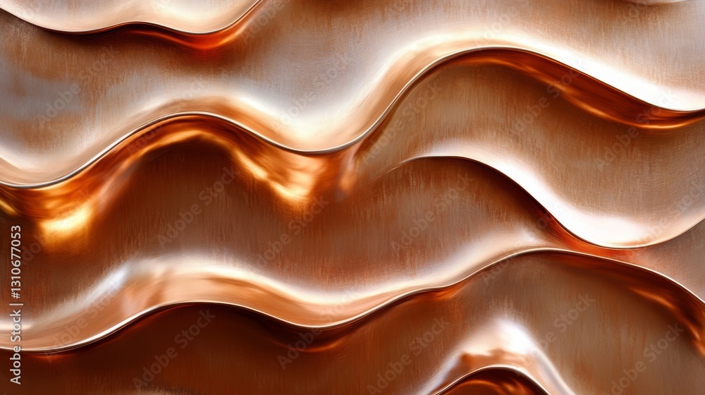 Poster beautiful flowing metallic waves displayed in a close up image