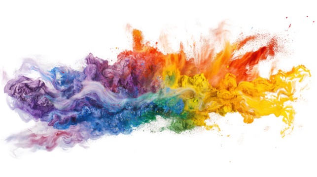 A vibrant explosion of colorful paint swirls on a white isolated background showcasing creativity and artistic expression. - Powered by Adobe