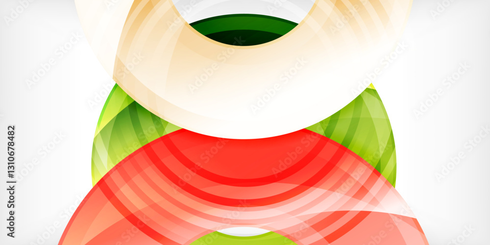 Poster bright colorful circles with light effects. abstract background