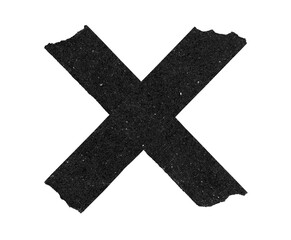 Obraz premium Title: Black Torn Adhesive Tape PNG, Crossed Grunge Duct Strip Transparent