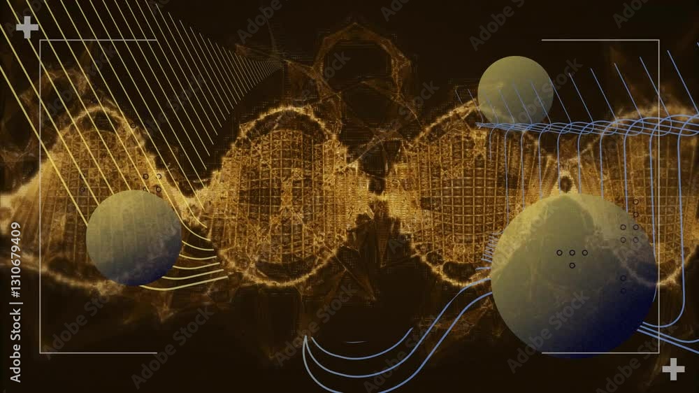 Poster animation creating abstract geometric shapes and lines on dark background